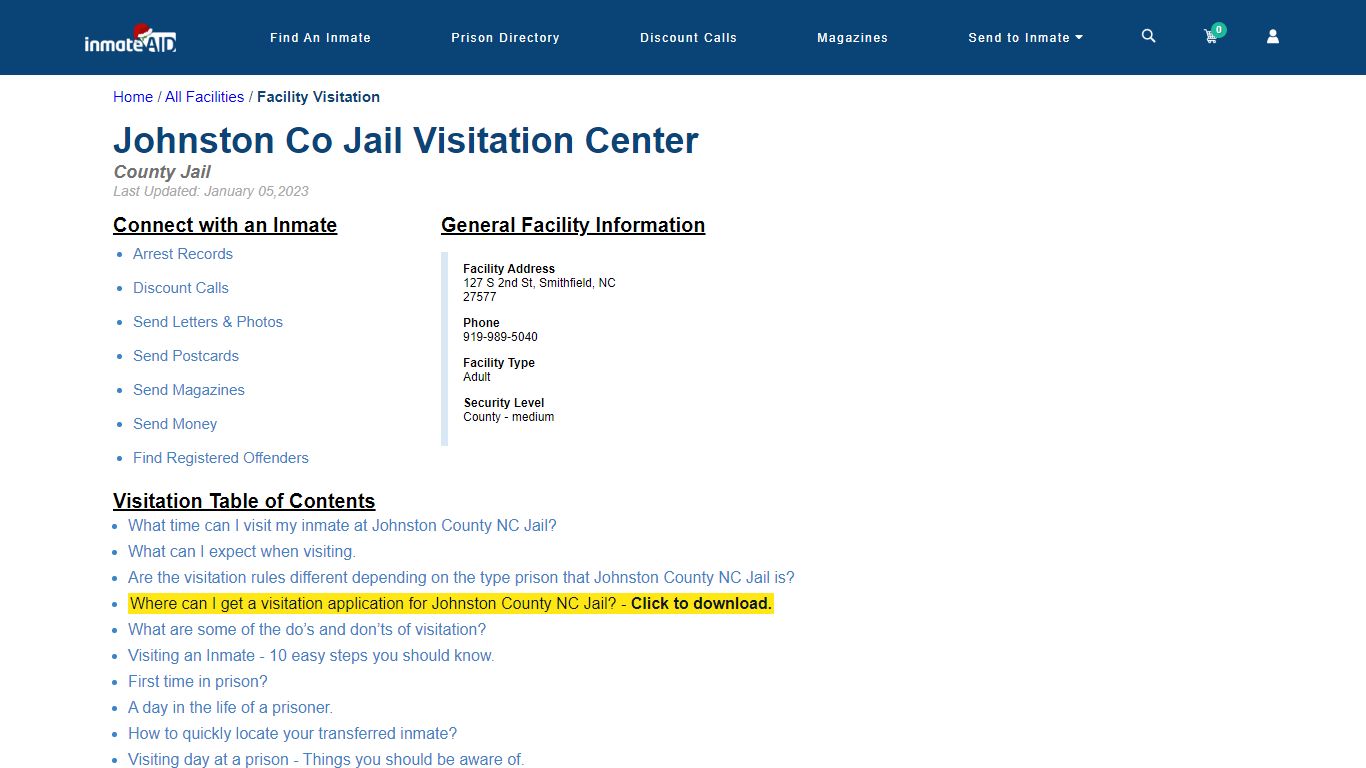 Johnston County NC Jail | Visitation, dress code & visiting hours